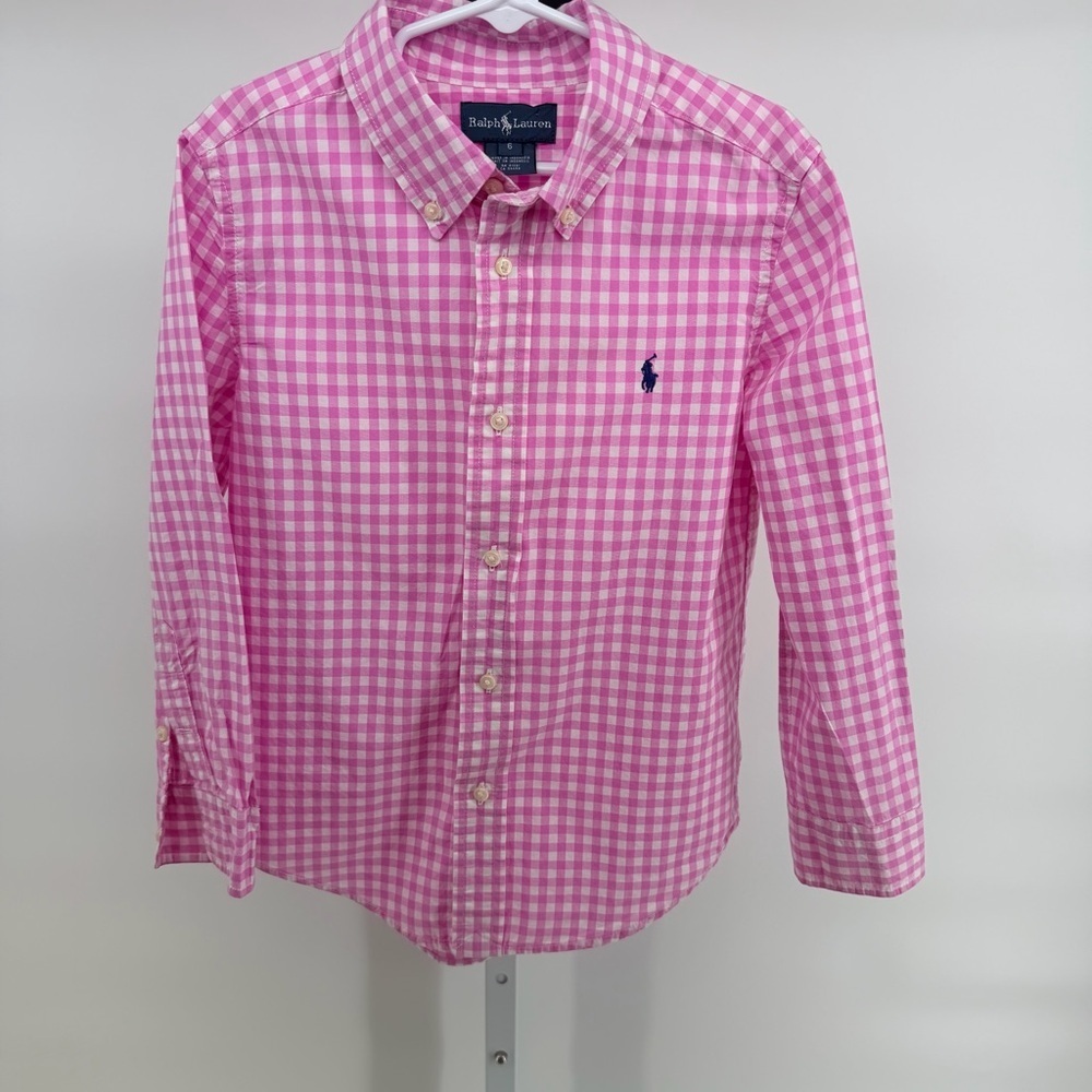 Ralph Lauren Pink Gingham Button-Down Shirt for Kids